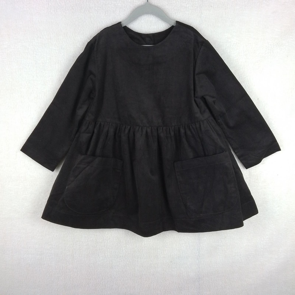 LeLe Kids Size 5 Cotton Corduroy Long‎ Sleeve Dress In Brown